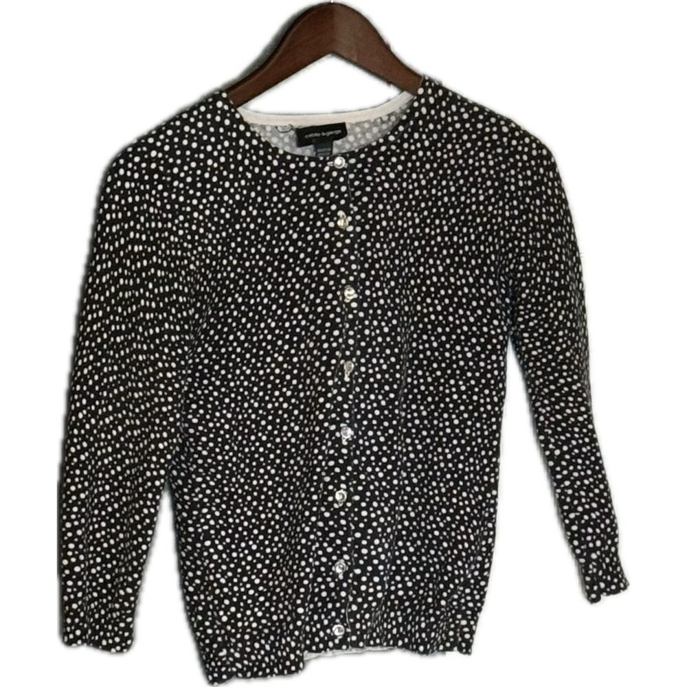 Cable & Gauge Black and White Polka‎ Dot Cardigan